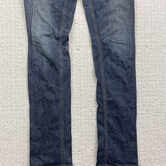 Y2K GUESS Jeans Sz 24 Casual Low Rise STARLET Skinny Leg Dark Blue Denim - Picture 3 of 13